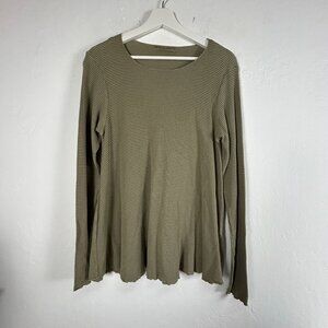 Cut Loose Womens Olive Green Waffle Knit Long Sleeve Top Medium Long Sleeve